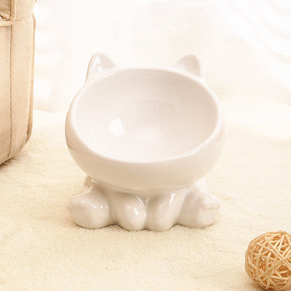 Ceramic Cat Bowl Cat Bowl Cat Food Bowl Neck Guard Oblique Mouth Dog