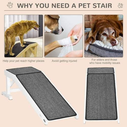 Ramp For Dog Bed, Pet Ramp For Dog With Non-slip Carpet And Top