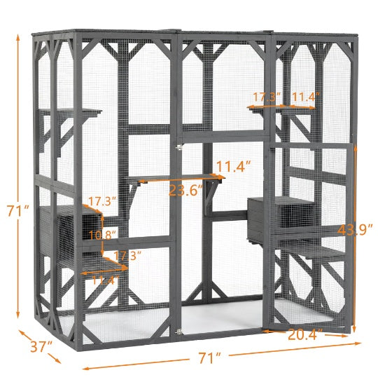 Outdoor Cat House Wooden Catio Enclosure Cover  Large Cat Cage With