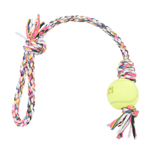 Loop/Barrel Tug Toys with Recycled Tennis Ball