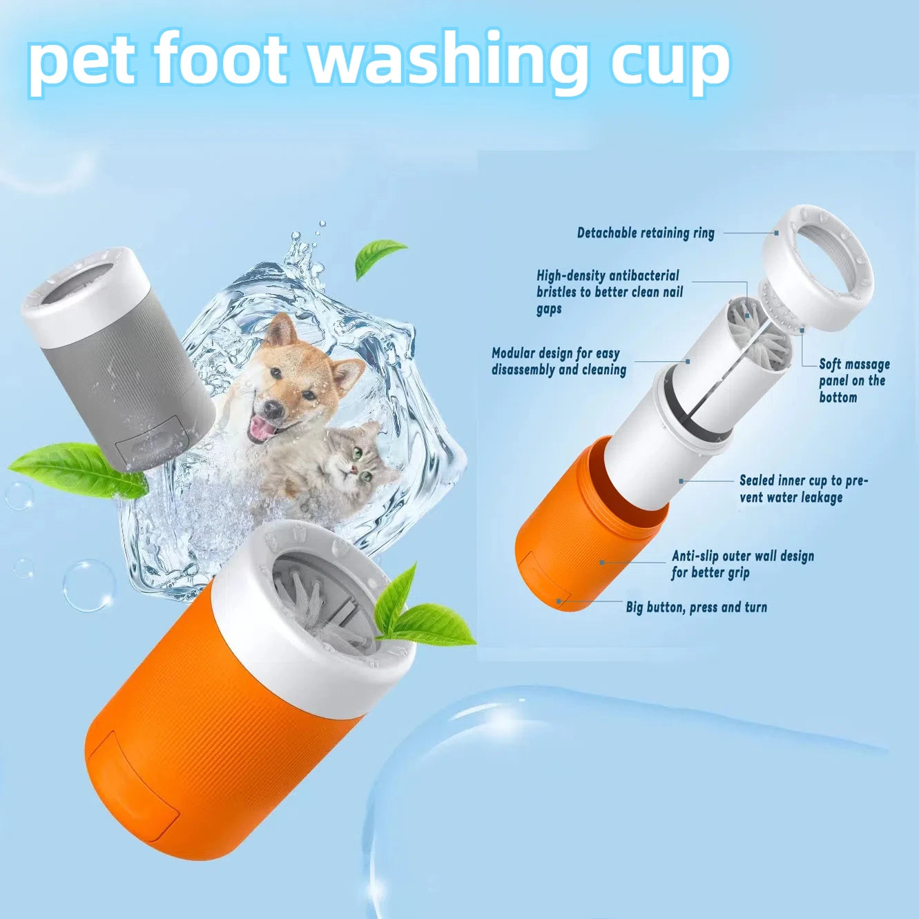 Portable Pet Paw Cleaning Cup Semi-Automatic Cleaning And Grooming Dog