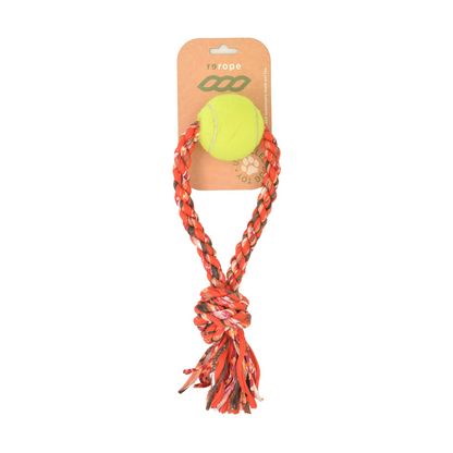 ReRope Small Looper with Tennis Ball Upcycled Fabric Rope Dog Toys