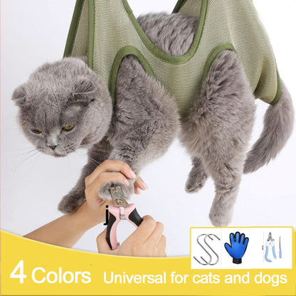 Cat Grooming Restraint Bag with Hammock