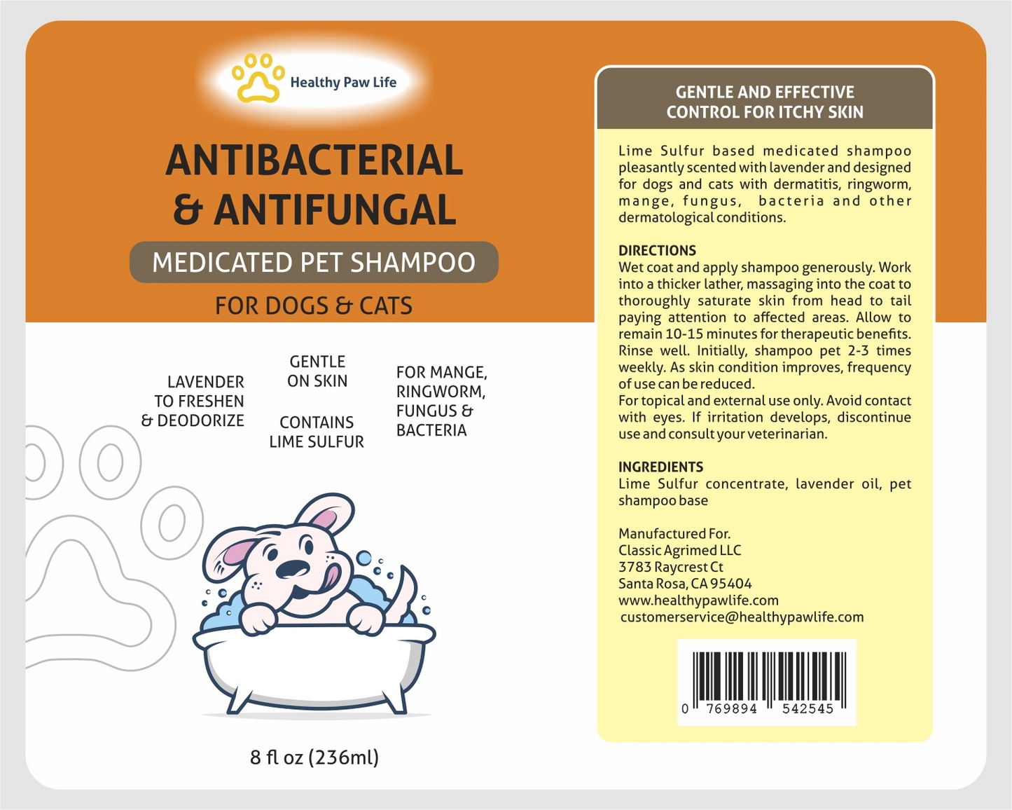 Lime Sulfur Pet Shampoo Pet Care and Veterinary Solution Safe for Pet