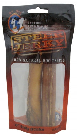 QT Dog 3598 2 Piece Steer Jerky 6 Premium Bully Sticks